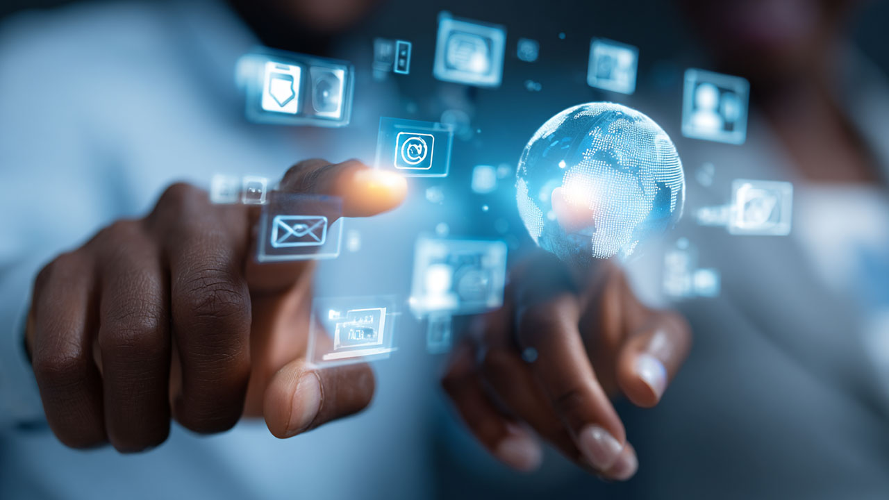 Internet with cloud technology icons