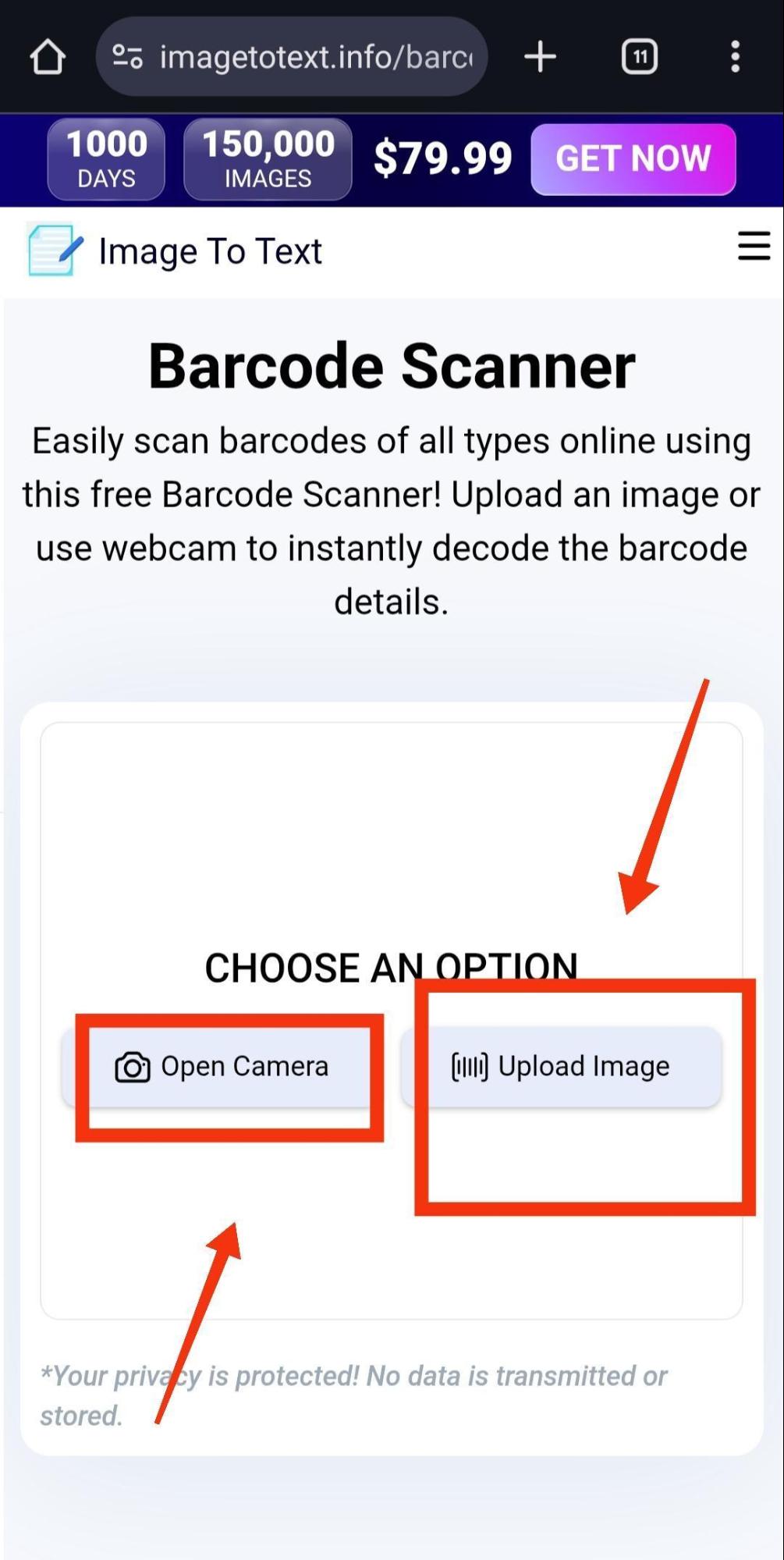 phone’s camera scanning barcode