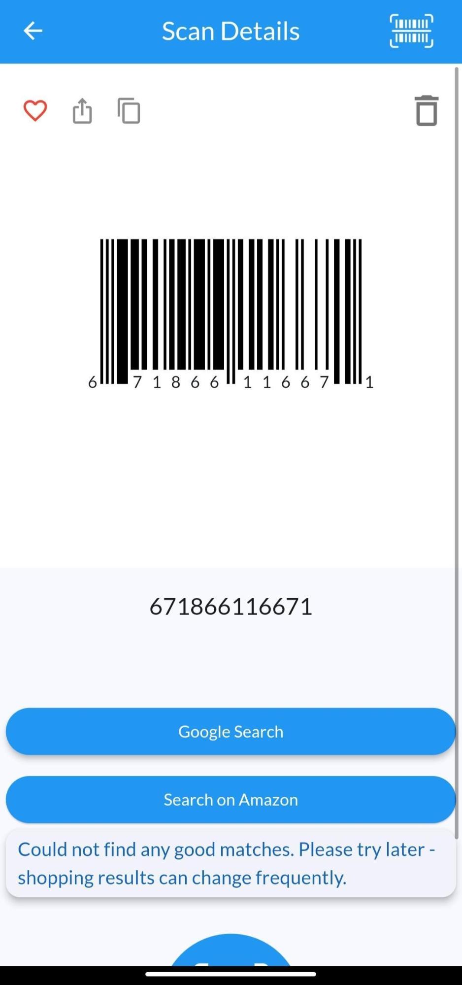 scan a barcode in the app